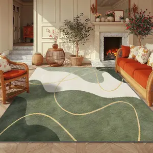 Velvet Patterned Printed Carpet, Abstract Geometric Design, Multiple Sizes Available, Soft Non-Shedding Rug for Living Room Bedroom Hallway