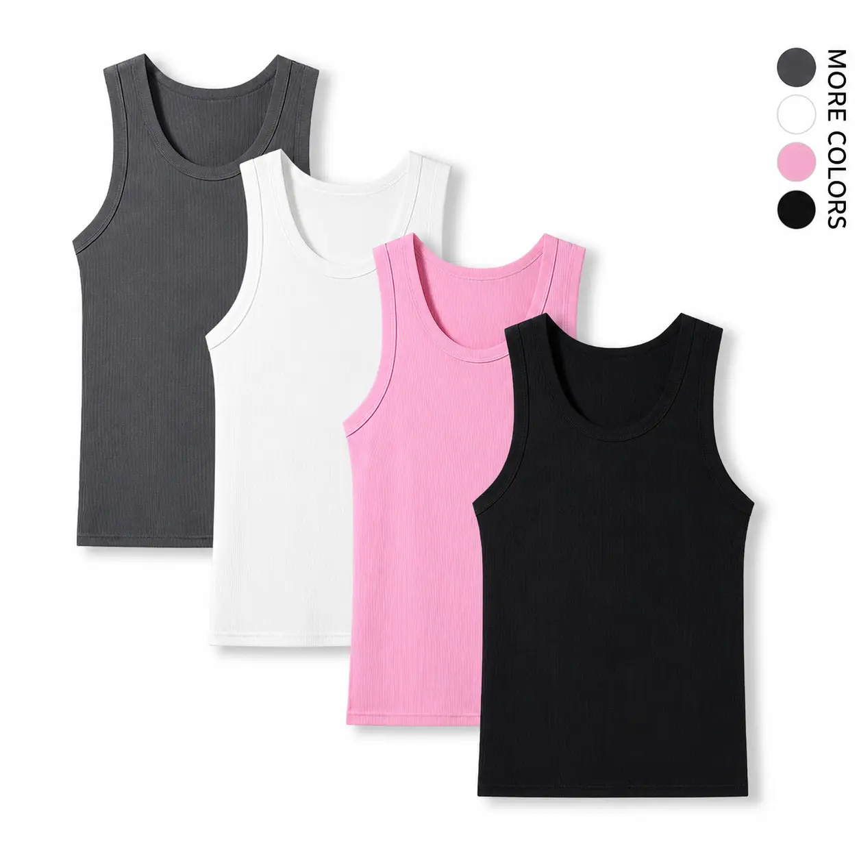 Summer 3-pack men’s sleeveless U-neck tank tops—high stretch, wrinkle-resistant, no visible bulges; wear-resistant, colorfast, non-pilling, shape-stable; suitable for casual, everyday, indoor, and sports wear.