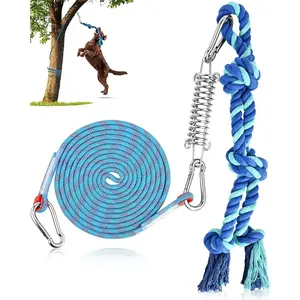 Bungee Dog Toy, Outdoor Dog Tug Toy for Pitbull Interactive Exercise, Spring Pole Tug-of-War Toy with Durable Rope, Hanging Toy for Large Dogs to Reduce Boredom, Blue