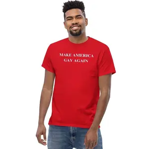 Make America Gay Again Shirt - Funny Pride Tee - LGBTQ+ Parody T-Shirt ,Gag Gift - Retro Graphic Tee ,Trendy Shirt L