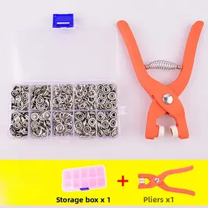 Sewing Button Set, 1 Set Sewing Button with Manual Pressure Pliers & Clear Storage Box, Metal Sewing Buttons for DIY Crafts, Clothes Hat Bag, Seam Supplies