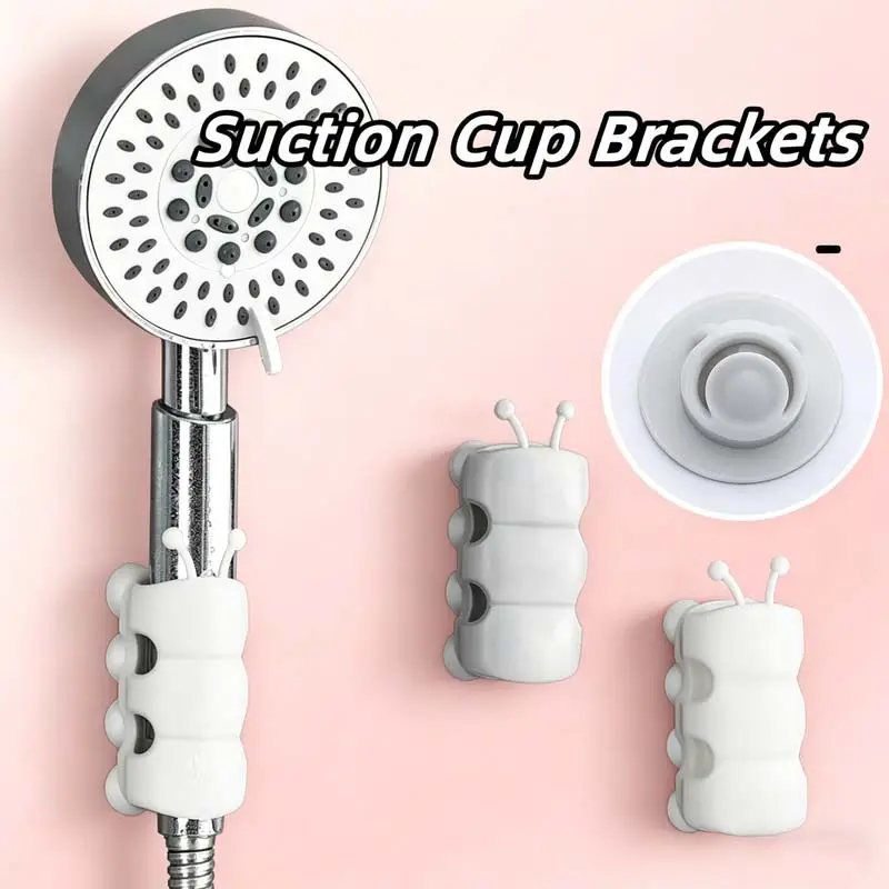 1Pc Silicone Shower Head Holder, Suction Cup Bracket Reusable Removable Wall Mount Fixed Base, Bathroom Storage Accessory