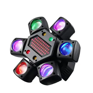 Pour Choices 6-Arm Bee-Eye Moving Head DJ Light – RGBW 4-in-1 LED, Red & Green Lasers, Dynamic Stage & Party Lighting for Disco, Weddings, Festivals & Clubs