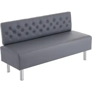 OmySalon Waiting Room Bench with Back, 58.6’’ Office Guest Chair Upholstered Reception Seating, Lobby Furniture for Beauty Salon Barbershop Airport Bank Hall Room Conference, Button Tufted