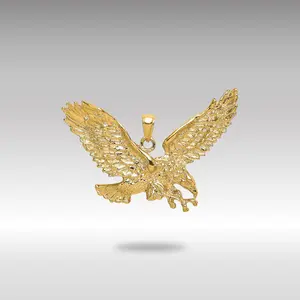 14K Gold Hunting Eagle Extra Large Pendant - Model K6514
