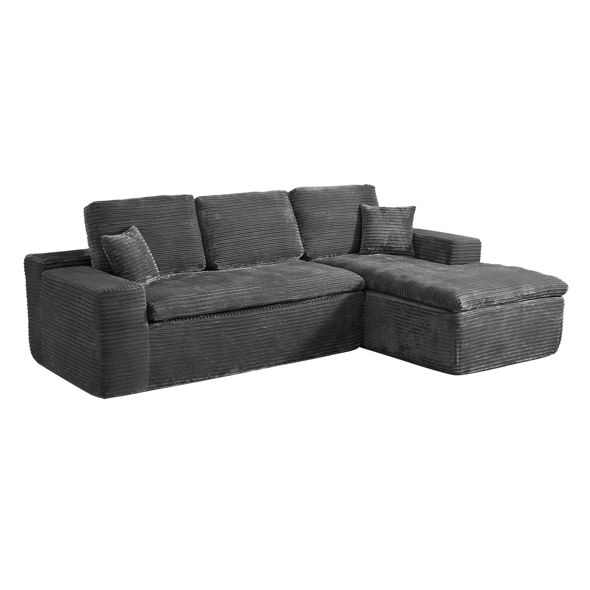 Grey Corduroy Right Chaise