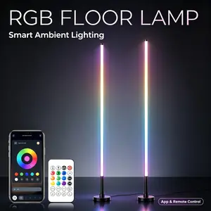Smart RGB Corner Floor Lamp, 16M Color-Changing LED Standing Light, Music Sync, App & Remote Control Dimmable, for Gaming Room, Bedroom Decor RGBFloorLamp #GamingRoomDecor #MoodLight #SmartLamp #CornerLamp