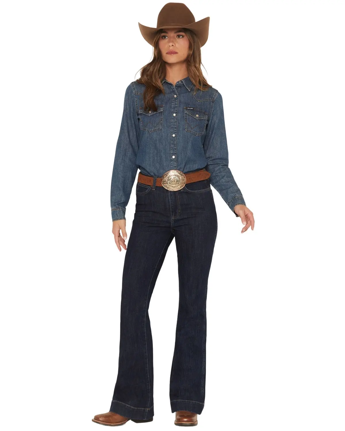 Wrangler Women's Retro Women'S Dark Wash Bailey Trouser Stretch Denim Jeans - 112371909