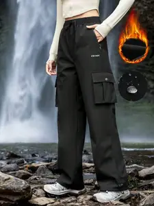 Women's Winter Sports Outdoor Windproof Waterproof Fleece Pants, Comfortable Breathable Large Pockets, Casual Hiking Travel Jogging, Runner Pants