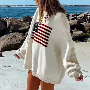 American Flag Pattern Pullover Sweater