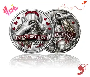 Heads Tails I Get Head Commemorative Coin Funny Heads and Tails Challenge Coin Double-Sided Lucky Token, Decision Coins for Couples Diy Toy  Humor Prank Gift for  Date Night Ideas Diy Toy