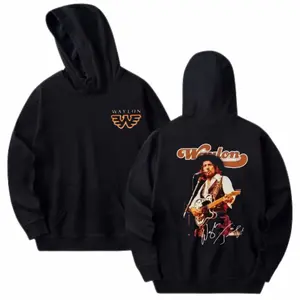 [Ship from U.S] Waylon Jennings Hoodie – Country Music Pullover Featuring Waylon Guitar Print, Retro Western Style Sweatshirt, Double Sided.