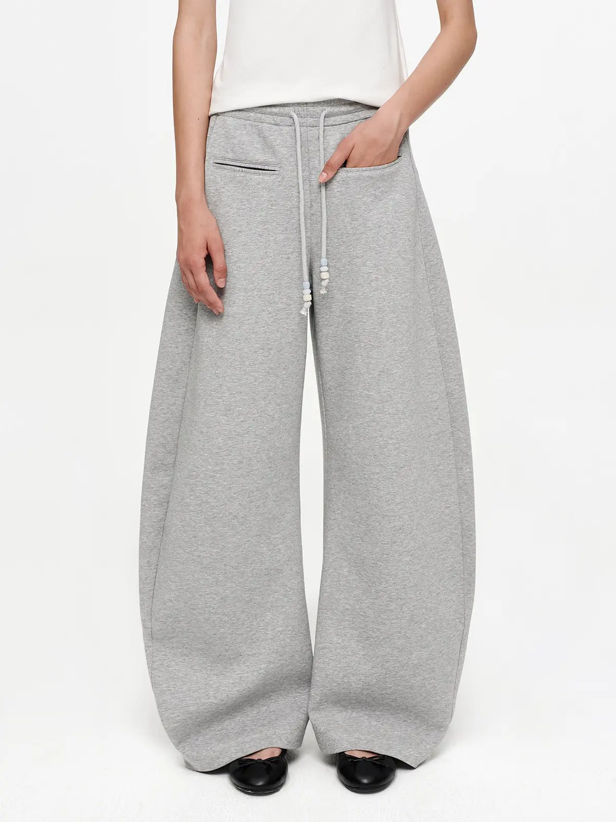 EMMIOL【Back to School】Women’s Barrel Sweatpants Wide Leg Baggy Lounge Pants Mid-High Waisted Drawstring Casual Loose Fit with Pockets
