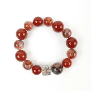 Natural Red Glue Flower Agate Sugar Bracelet with Super Seven
