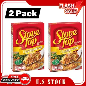 Cornbread Stuffing Mix, 6 oz Box, Sweet Buttery Flavor, Real Herbs & Spices, Quick 5 Minute Holiday Side Dish, Pantry Staple