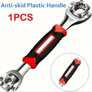 Professional 52-Piece Universal Socket Wrench Kit - Heavy-Duty Chrome Vanadium Steel Multi-Function Ratchet Spanner Set with 360° Swivel Head for Precision Home, Automotive & Garage Maintenance