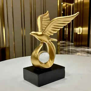 Three-Color Grand Vision Phoenix Display Piece, Nordic Luxe Style with Crystal Ball, Living Room Wine Cabinet Office Decoration Gift Craft, Home Decor Statue