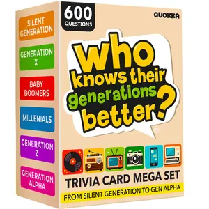 QUOKKA Trivia Game – Generations Challenge Card Set with 600 Questions for Adults, Teens and Kids – Ok Boomer Travel Game for Family Night, Parties
