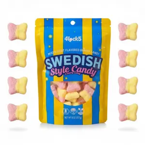 Swedish Style Gummy Candy 0.5 lb – Raspberry Lemon Flavor Butterfly Shaped Scandinavian Gummies, Sweet & Sour Chewy Candy in Sealed Bag for Home, Office, Outdoor Snacks & Candy Gifts