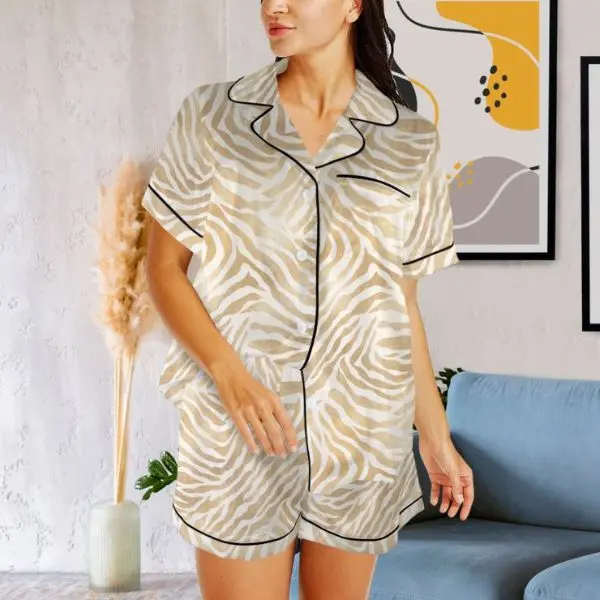 Wild Bride Bridesmaid Pajama Set - Bridal Party Pajamas, Women Matching Pajamas for Bachelorette Party - Bride Squad Bridesmaid Proposal Gift - Loungewear Satin Short Sleeve Button Design Elastic Waist Silk Nightwear