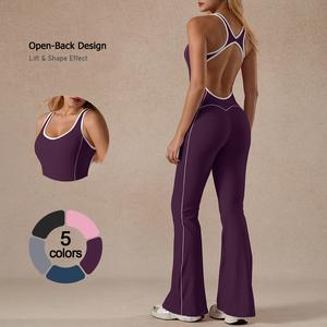 TimeOFF Women's Two-Piece Open-Back Tank & Flared Leggings Set, Lift & Shape Effect, Solves Stylish Support & Flattering Fit Need for Yoga, Fitness Workouts & Active Lifestyle Scenarios,sweatsuits women,loungesetwomen,comfort sweat set