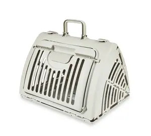 Foldable Plastic Travel Cat Carrier Gray One Size, Designed for Easy Carrying, Versatile and Lightweight