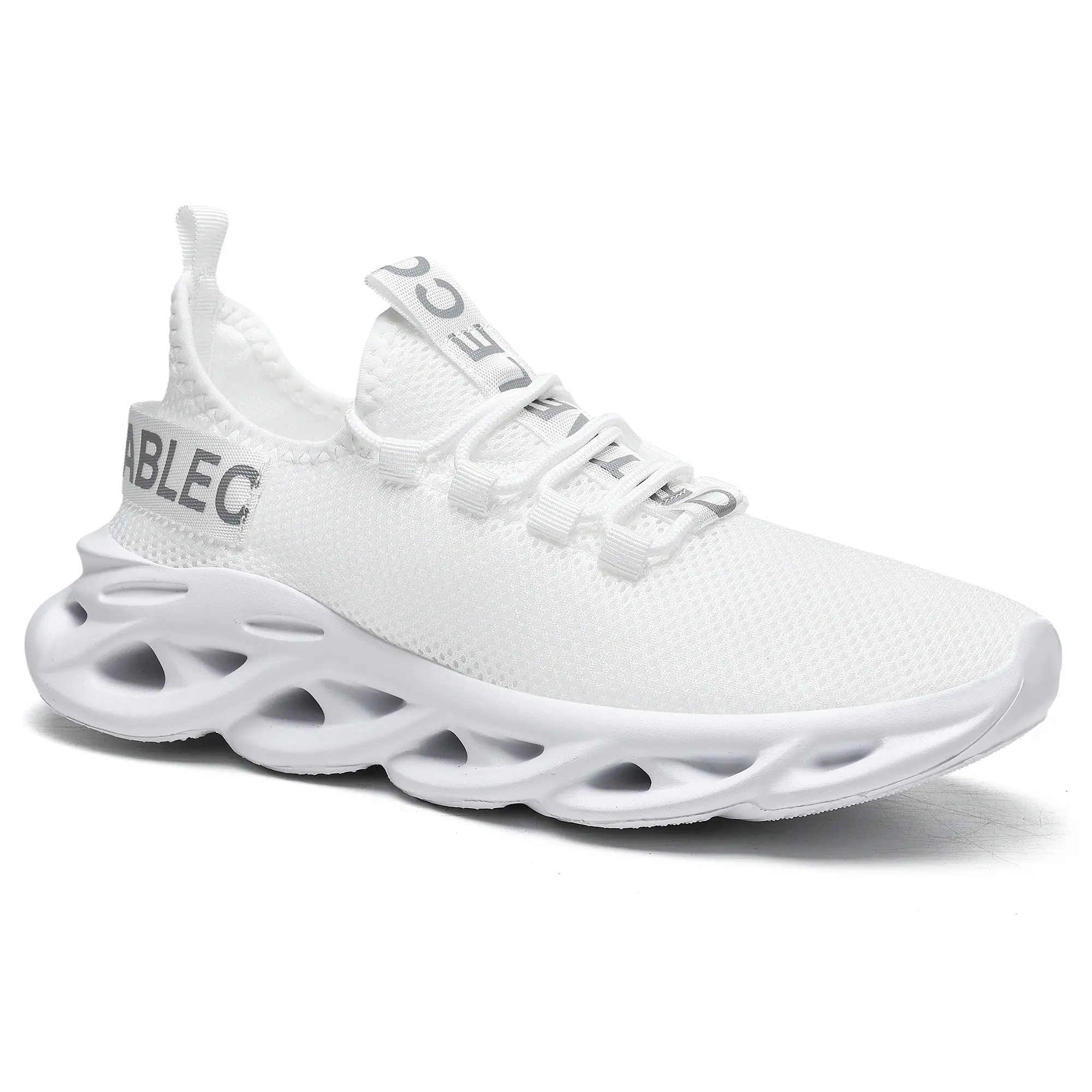 Men's Flyknit Athletic Trainers, Lightweight Lace-up Walking Shoes with Breathable Non-Slip Cushioned Sole for Training, Footwear