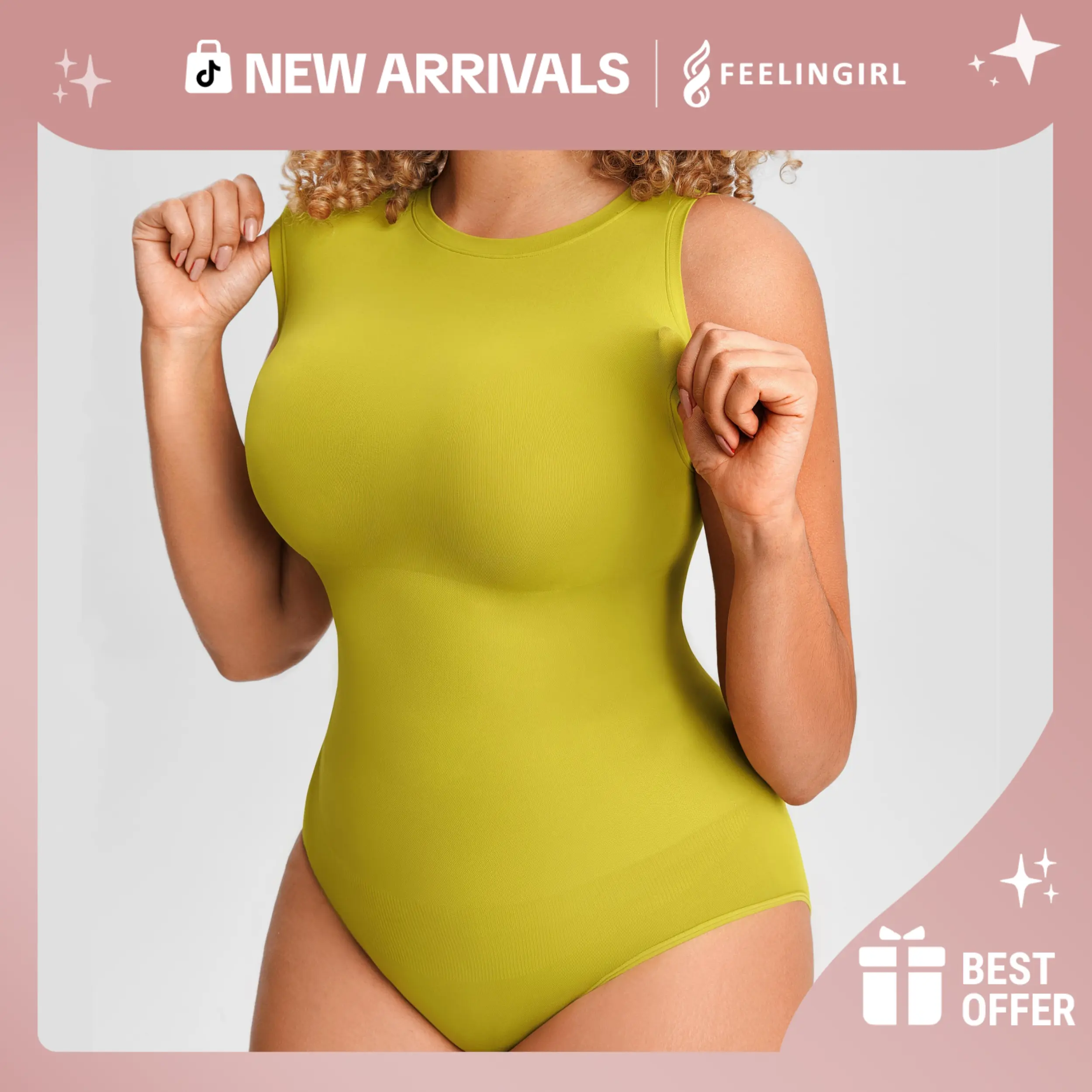 FeelinGirl FeelSoft Sleeveless Seamless Bodysuit for Women Crew Neck Tummy Control Shapewear All-Day Comfort newarrivals SohoChic