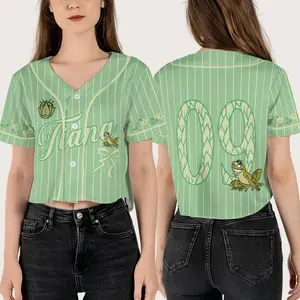 Personalized Tiana Princess And The Frog Coquette Bow Crop Top Baseball Jersey