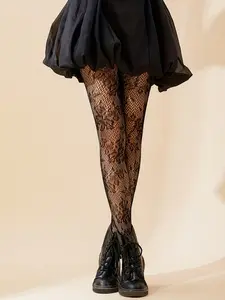 Women's Floral Fishnet Transparent Leggings, Breathable Elegant Legs Stockings, Fine Foot Coverage, Multifunctional Dress/leggings Base