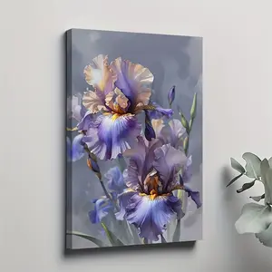 1 piece of elegant light purple lily canvas art with wooden frame - 11.81 x 17.72inch, vivid oil painting poster, suitable for living room, dining room, office, and courtyard decoration, vertical wall decoration, room decoration