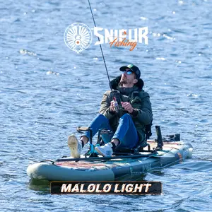Snifur Inflatable Kayak with Pedal System, 12Ft Premium PVC Single Fishing Kayak, with Aluminum Seat, Rudder System, Motor Mounting Board, And Additions Included, Green And Camouflage