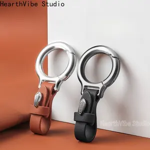 2026 New Upgraded Zinc Alloy Anti-Lost Keychain with Leather Strap, Stylish Versatile Accessory for Camping, Hiking Hammock Enthusiasts