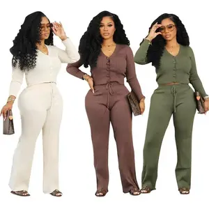 M8933 Fashionable Casual Knitted Two-Piece Set Autumn Winter Multi-Color Women's Outfit