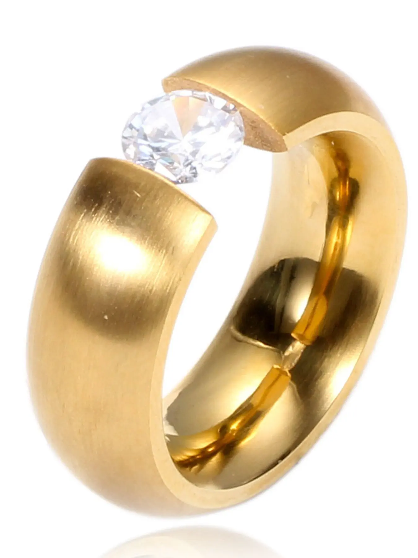 Trendy Oversized 18k Gold Plated Zircon Stainless Steel Ring, Unique Fashion Jewelry, Versatile Finger Accessory, New Arrival