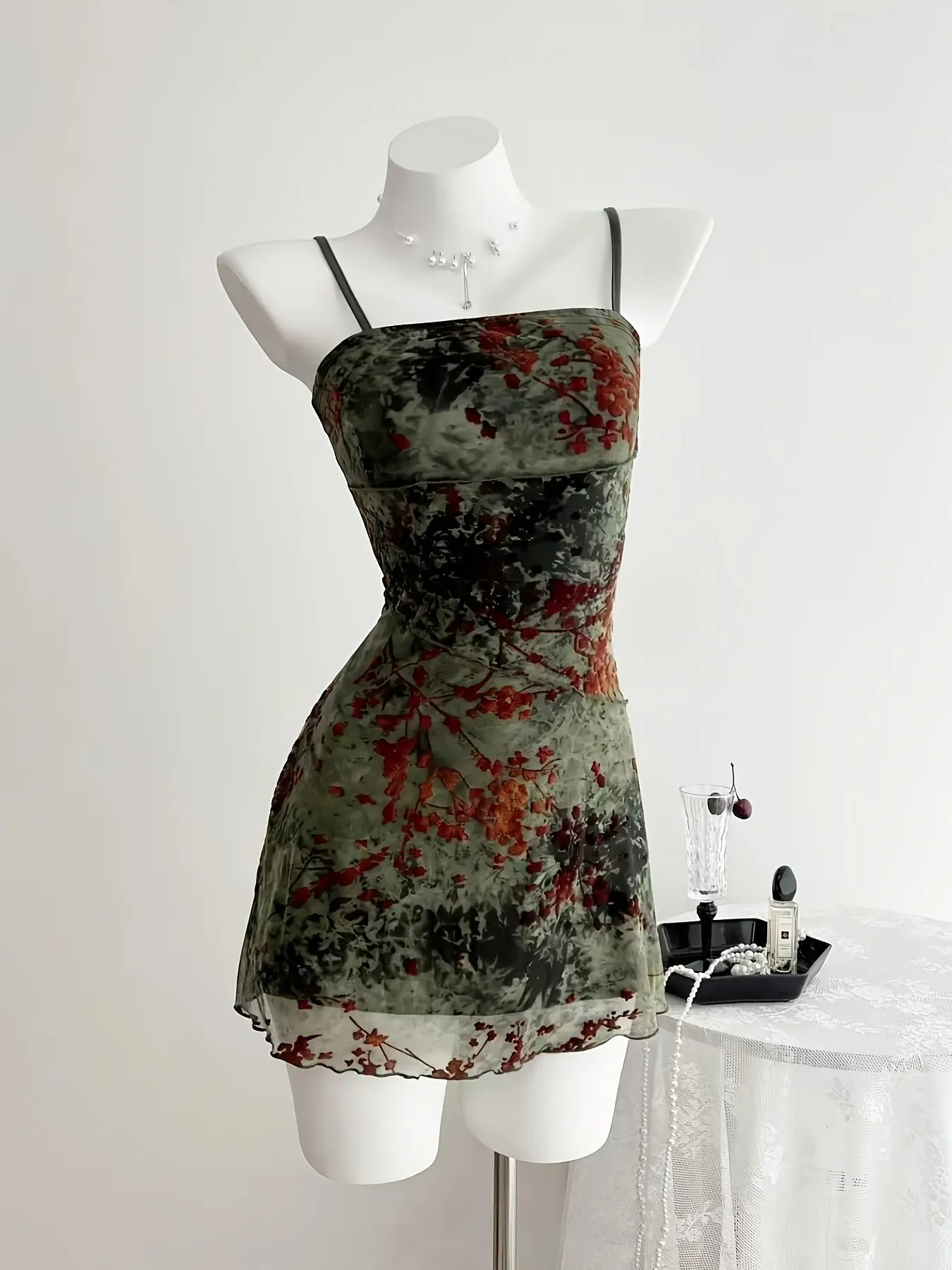 Women's Transparent Floral Mesh Lined Halter Dress, Elegant Sleeveless Summer Dress, Floral Prints Dress, Floral Design Dress, Stylish Party Wear, Dresses For Party, Casual Daily Fashion, Womenswear, Elegance, Style