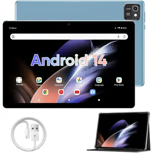Tablet 10.1 inch Android 14 Tablet, 6GB RAM 64GB ROM 1TB Expand, Quad-Core Tablets with Case, 1280x800 IPS Touch Screen, 6000mAh, BT5.0, Dual Camera, GPS, WiFi (Blue)