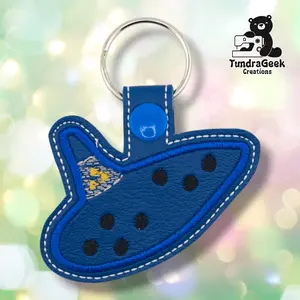 Ocarina Keychain | Embroidered Faux Leather | Gamer Gift | Legend of Zelda Fan Gift | Handmade Keychain | Alaska Made
