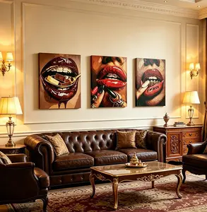 3PCS Fashion Lips & Grillz Canvas Wall Art Set - Retro Glam Chocolate & Nail Art framed Prints, Ready To Hang 3-Piece Home Decor for Living Room, Bedroom, Vanity, Ideal for Bold & Y2K Aesthetic Lovers idea