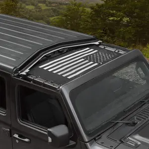 for Jeep JL Sunshade Sun Shade Bikini Top Sunblock Mesh Heat Shield Mesh for 2018-2025+ Jeep Wrangler JL JLU 2/4 Door & 2020-2025 Gladiator JT, Block Heat Block UV Rays Flag