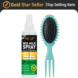 Wig Milk Spray for Supple Wig Spray for Synthetic Hair, Leave-In Conditioner Spray for Hair Wigs, Conditioner ＆ Detangler 2 in 1 Moisturize Spray, Curly Brush Curl Defining Brush for All Hair Types(2PCS),valentine's day gifts for her/him