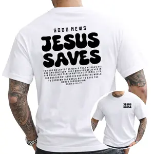 Jesus Saves Retro Bubble Text T-Shirt – Wear Your Faith and Salvation Proudly