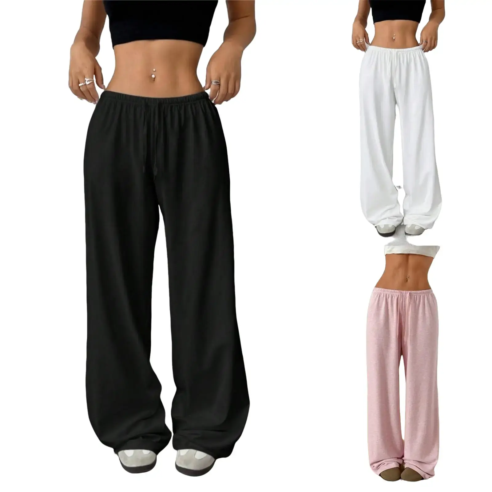 Jointlycreating Women's Fleece Sweatpants with Drawstring Waist Loose Casual Pants for Daily Wear & Street Style in Black Grey White & Pink Colors