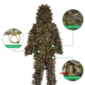 HartMaster Outdoors Full Body Leafy Suit with Facemask and Access Pocket for Camouflage Hunting