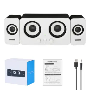 Computer Speakers USB Powered with 3.5mm Audio Plug for Desktop Laptop Tablet, Colorful RGB Lights, Volume Control