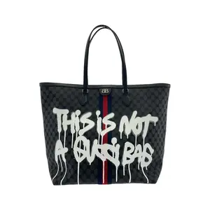 Pre-owned Balenciaga Canvas Tote Bags Hacker Graffiti Leather Tote Bag