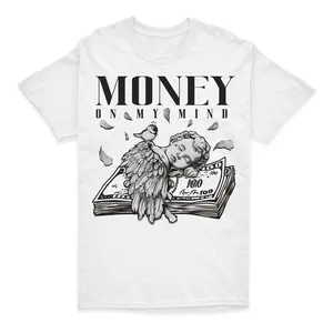 Money On My Mind Angel T-shirt Match 4 Retro Thunder White | Color-Match Design Shirt |Customizable Fit (S-5XL) | Ideal for Matching Your Favorite Sneakers