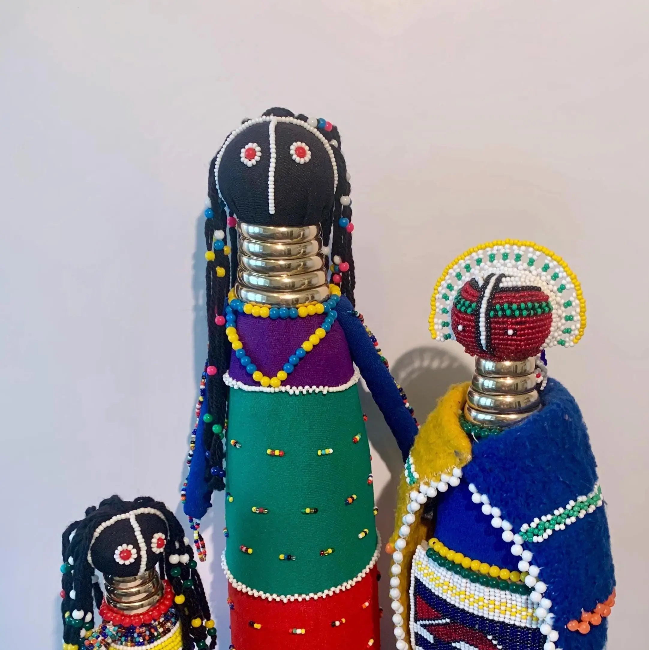 Handmade Ndebele Beaded Doll Trio – South African Folk Art