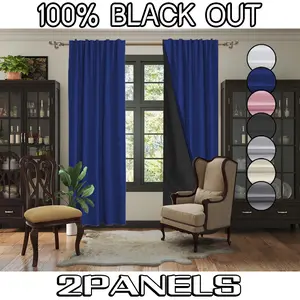 2-piece set, 100% blackout, noise reduction and thermal insulation curtains, made of polyester material, designed with retro laminating technology, hanging through poles, suitable for bedrooms, living rooms, offices and other occasions