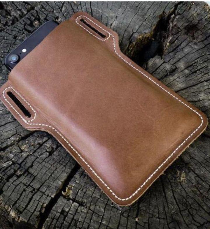 Men's Leather Cell Phone Belt Pack Bag Loop Waist Holster Pouch Case with Secure Closure & Durable Design